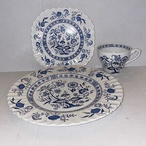 J & G meakin england teacup saucer plate ironstone blue nordic tea coffee cup